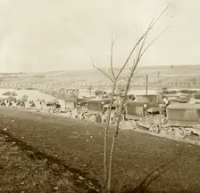 Column of trucks on the Voie Sacrée, Verdun, northern France, c1914-c1918
