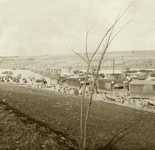 Column of trucks on the Voie Sacrée, Verdun, northern France, c1914-c1918
