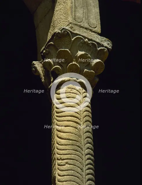 Column, Church of St Mary at Mount Naranco, Oviedo, Spain, 2000. Creator: LTL.