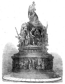 Column erected at Novgorod to commemorate...a thousand years of Russia's nationality, 1862. Creator: Unknown