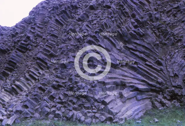 Columnar Basalt at Hljodaklettar (echo cliffs), Northern Iceland, 20th century.  Artist: CM Dixon.