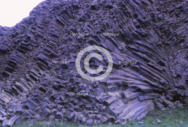 Columnar Basalt at Hljodaklettar (echo cliffs), Northern Iceland, 20th century.  Artist: CM Dixon.