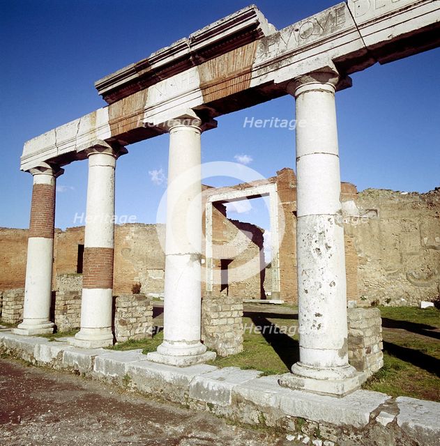 Columns of the Colonnade round the Forum, Pompeii, Italy. Creator: Unknown.