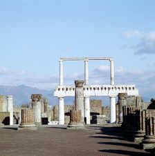 Columns of the Colonnade round the Forumdanc, Pompeii, Italy. Creator: Unknown