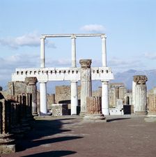 Columns of the Colonnade round the Forumdanc, Pompeii, Italy. Creator: Unknown