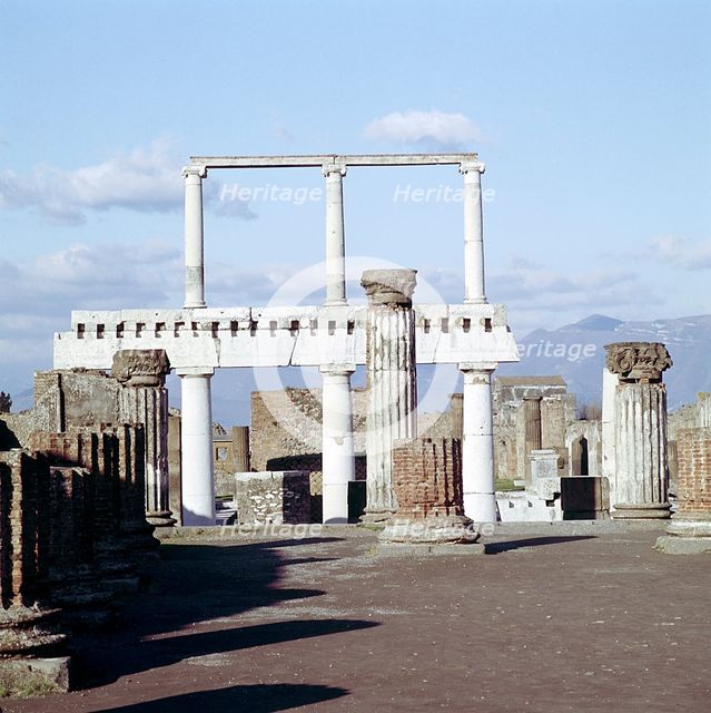 Columns of the Colonnade round the Forumdanc, Pompeii, Italy.  Creator: Unknown.