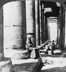 Columns of the great temple of Sethos I, Abydos, Egypt 1905.Artist: Underwood & Underwood
