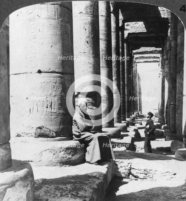 'Columns of the great temple of Sethos I, Abydos, Egypt', 1905.Artist: Underwood & Underwood