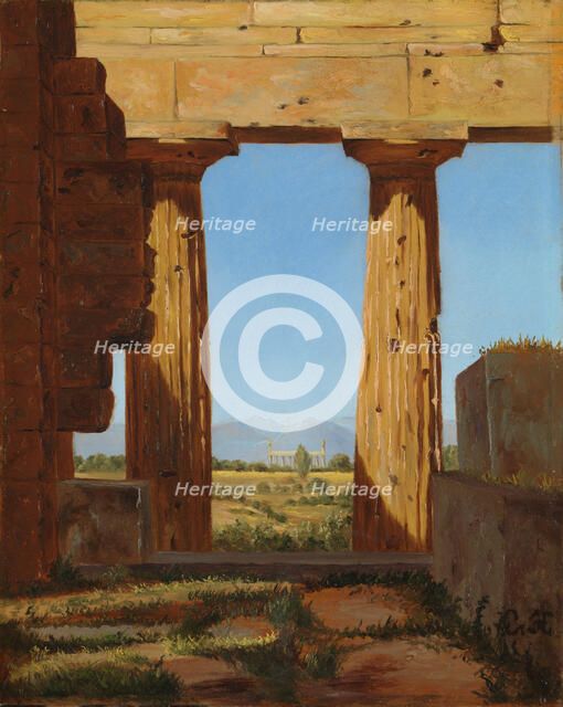 Columns of the Temple of Neptune at Paestum, 1838. Creator: Constantin Hansen.