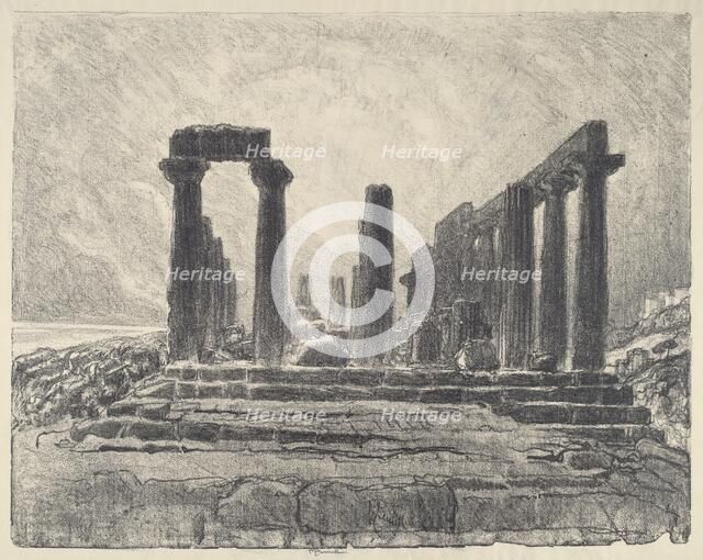 Columns of the Temple of Juno, Girgenti, 1913. Creator: Joseph Pennell.