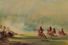 Comanche Giving Arrows to the Medicine Rock, 1837-1839. Creator: George Catlin