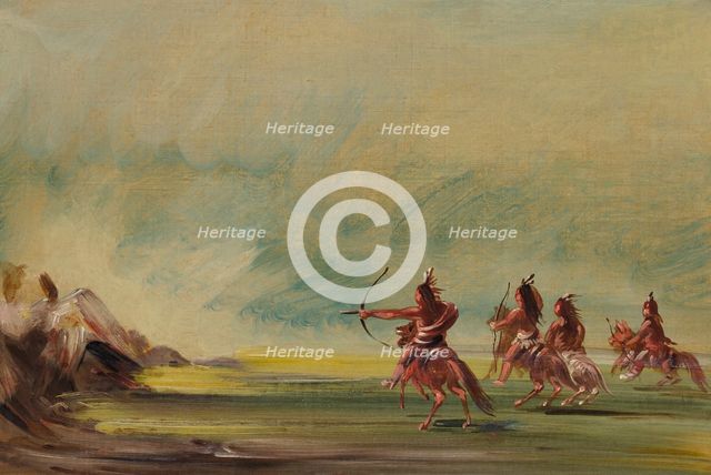 Comanche Giving Arrows to the Medicine Rock, 1837-1839. Creator: George Catlin.
