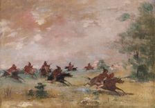 Comanche War Party, Mounted on Wild Horses, 1834-1837. Creator: George Catlin
