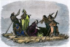 Comanches carrying off a captive girl, c1860