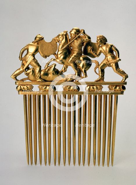 'Comb with a fighting scene', c400 BC. Artist: Unknown