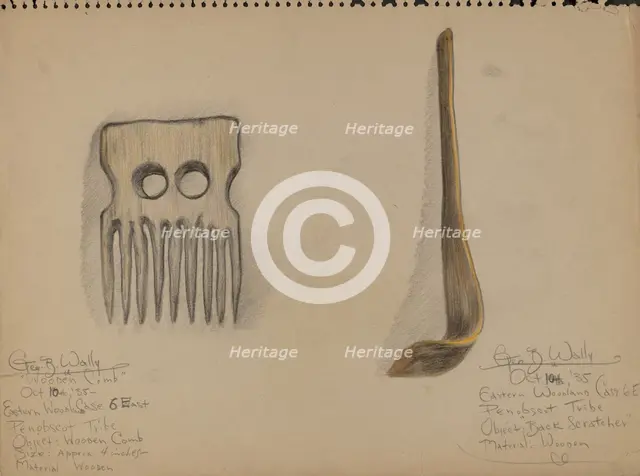 Comb and Back Scratcher, 1935. Creator: George B. Wally.