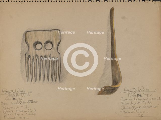 Comb and Back Scratcher, 1935. Creator: George B. Wally.