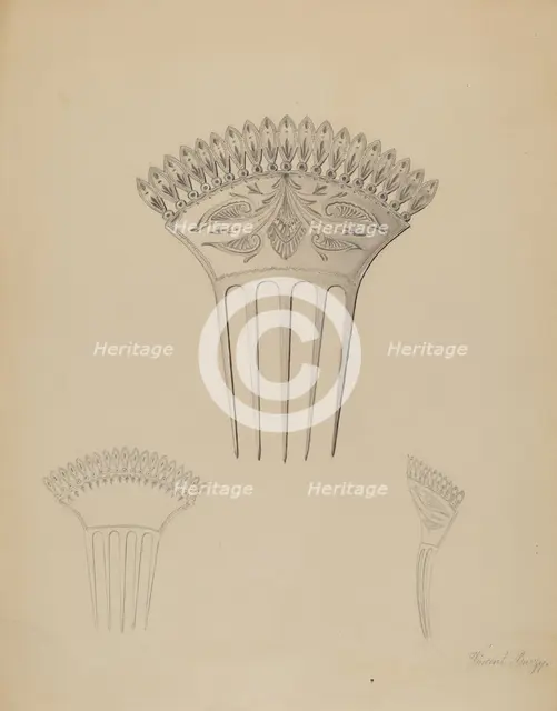 Comb, c. 1936. Creator: Vincent Burzy.