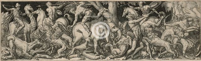 Combat of Men and Animals, 1550/1572. Creator: Etienne Delaune.