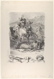 Combat of the Giaour and the Pasha, 1827., 1827. Creator: Eugene Delacroix