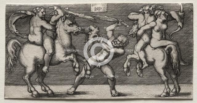 Combat of Three Men, 1546-1547. Creator: Hans Sebald Beham (German, 1500-1550).