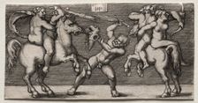 Combat of Three Men, 1546-1547. Creator: Hans Sebald Beham (German, 1500-1550)