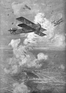'Combat Aerien; Un Bombardement Aerien; Avion Breguet Lancant ses bombes de 90 1918. Creator: Unknown