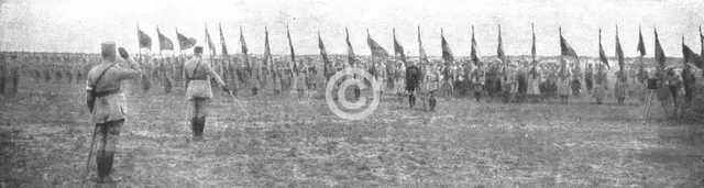 ''Combat Aerien; "Au Nom De Guynemer….."; sur le terrain d'ou Guynemer s'envola..., 1917. Creator: Unknown.