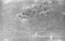 'Combat Aerien; en escadre; Escadre de bombardement en expedition...,1918. Creator: Etienne Cournault