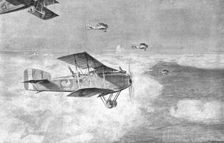 Combat Aerien; Escadre de bombardement de jour, volant au-dessus de la mer de nuages..., 1918. Creator: Etienne Cournault