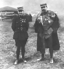'Combat Aerien; Guynemer, sergent, photographie avec le capitaine Brocard..., 1916. Creator: Unknown