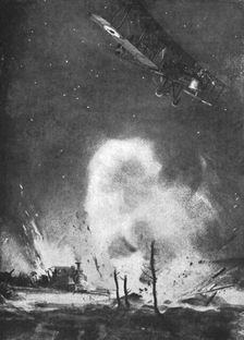 Combat Aerien; La Guerre Aerienne sur le front Britannique; Bombardement de nuit a l'arriere..., 19 Creator: Joseph Simpson
