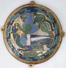 Combat Between Dragon and Dog (one of five medallions from a coffret), French, ca. 1110-30. Creator: Unknown