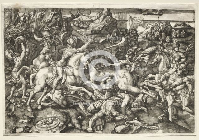 Combat between horsemen, 1523. Creator: Hieronymous Hopfer (German).