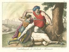 Combat between Roland and Ferragus, c1820. Artist: Antonio Verico