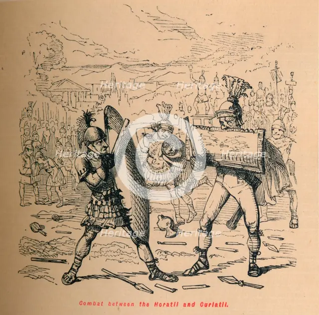 'Combat between the Horatii and Curiatii', 1852. Artist: John Leech.