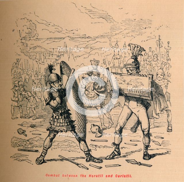 'Combat between the Horatii and Curiatii', 1852. Artist: John Leech.