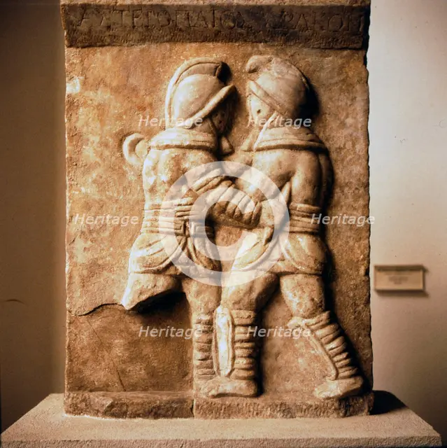 Combat between two gladiators, Roman relief from Epheseus, c3rd century.  Artist: Unknown.