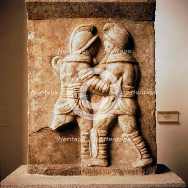 Combat between two gladiators, Roman relief from Epheseus, c3rd century.  Artist: Unknown.