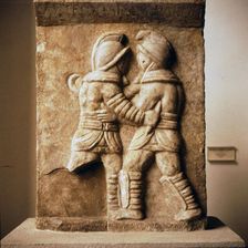 Combat between two gladiators, Roman relief from Epheseus, c3rd century