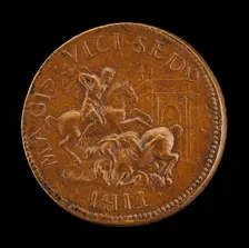 Combat between Two Horsemen [reverse]. Creator: Giovanni da Cavino