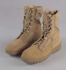 Combat boots worn by Andre M. Jones during the Iraq War, 2003. Creator: Belleville Shoe Manufacturing Company