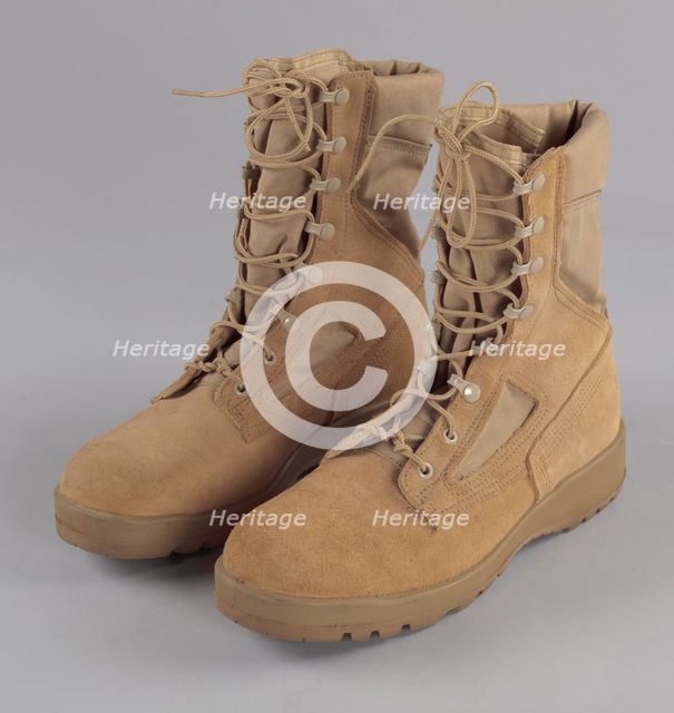Combat boots worn by Andre M. Jones during the Iraq War, 2003. Creator: Belleville Shoe Manufacturing Company.