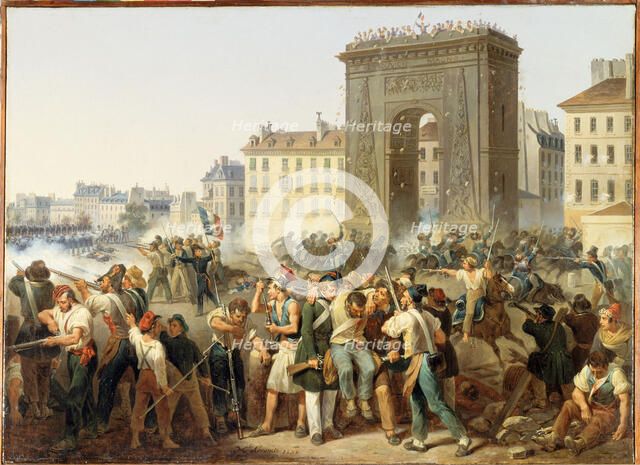 Combat de la porte Saint-Denis, 28 juillet 1830, 1830. Creator: Hippolyte Lecomte.