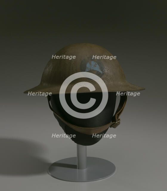 Combat helmet from World War I used by the 93rd Infantry Division, 1914-1918. Creator: Unknown.