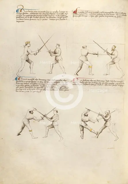 Combat with Sword; Fior di Battaglia, about 1410. Creator: Fiore Furlan dei Liberi da Premariacco.