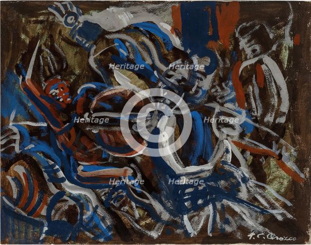 Combate 44, from "Los Teules" (La conquista de México), 1947. Creator: Jose Clemente Orozco.