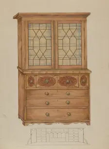 Combination Book Case, Desk, and Bureau, c. 1936. Creator: Henry Meyers