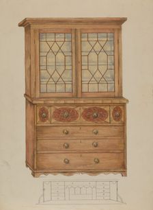 Combination Book Case, Desk, and Bureau, c. 1936. Creator: Henry Meyers