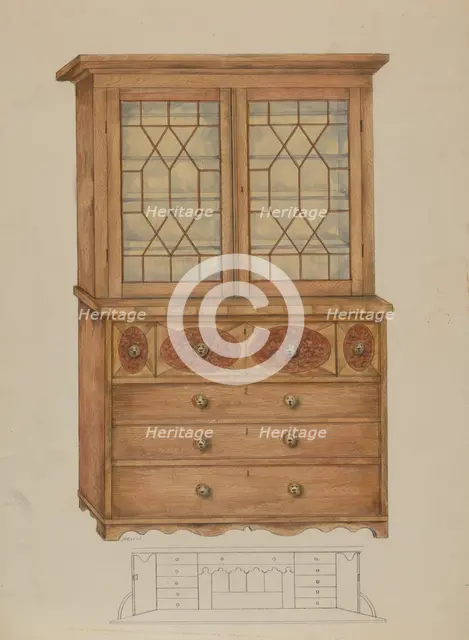 Combination Book Case, Desk, and Bureau, c. 1936. Creator: Henry Meyers.